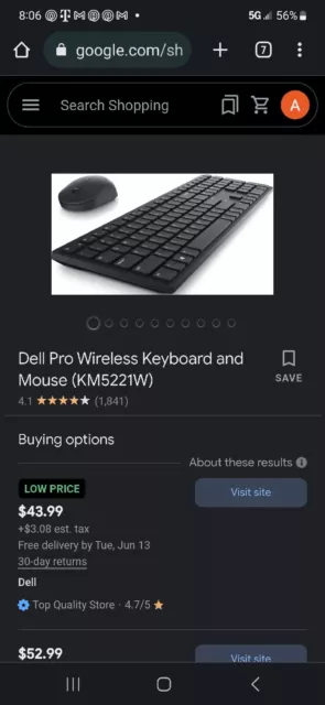 Dell KM5221W Wireless Combo Keyboard & Mouse Dell KM5221W Wireless Combo Keyboard & Mouse