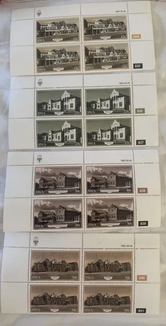 South West Africa Stamps 1985 Set Of 4 In Blocks Of 4 MNH OG Margins