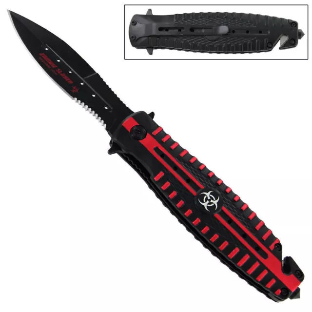 Quarantine Red Zone Zombie Slayer Spring Assisted Tactical Pocket Knife 8"