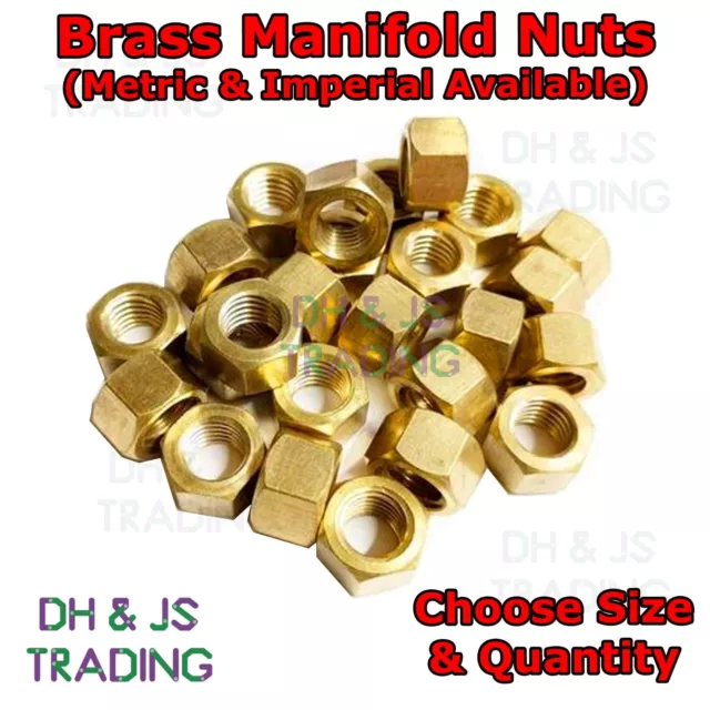 Brass Exhaust Manifold Nuts - Metric Pitch High Temp Inlet M8 M10 & UNF UNC