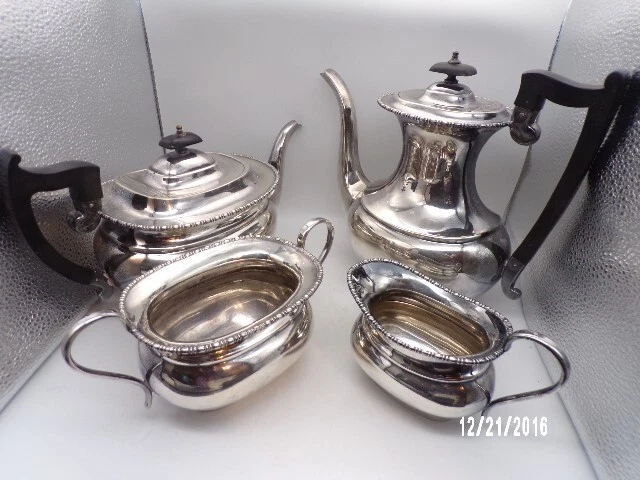 Antique Sheffield England EPNS Nickel Silver Plate Tea/Coffee Pot Set CAVENDISH
