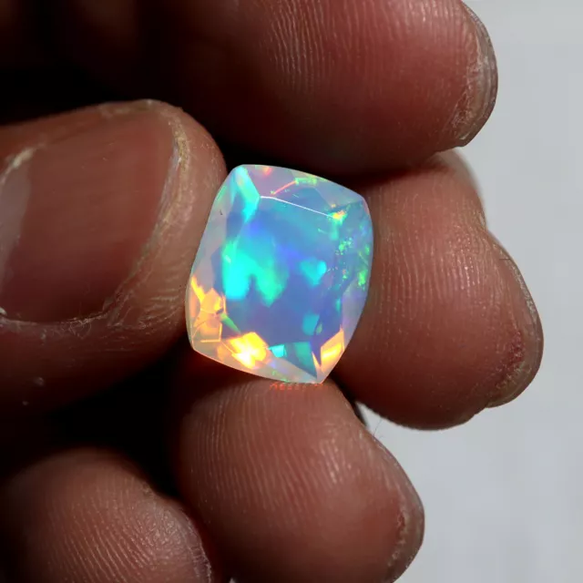 4.5 Cts 13x11.3x6.8 MM Natural AAAA Multi Fire Ethiopian Opal Faceted Gemstone