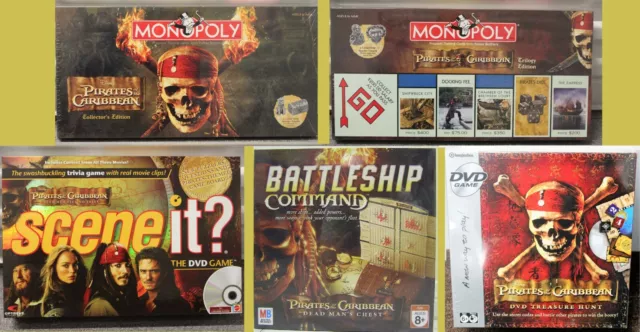 5-SET PIRATES CARIBBEAN GAMES Trilogy Monopoly Command Scene It Board DVD NEW
