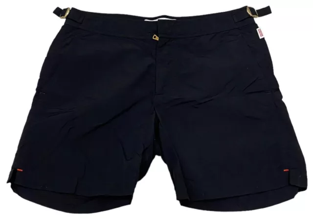 Orlebar Brown Beach Swim Shorts Men Size 30 Black Trunks Zip Pockets Side Cinch