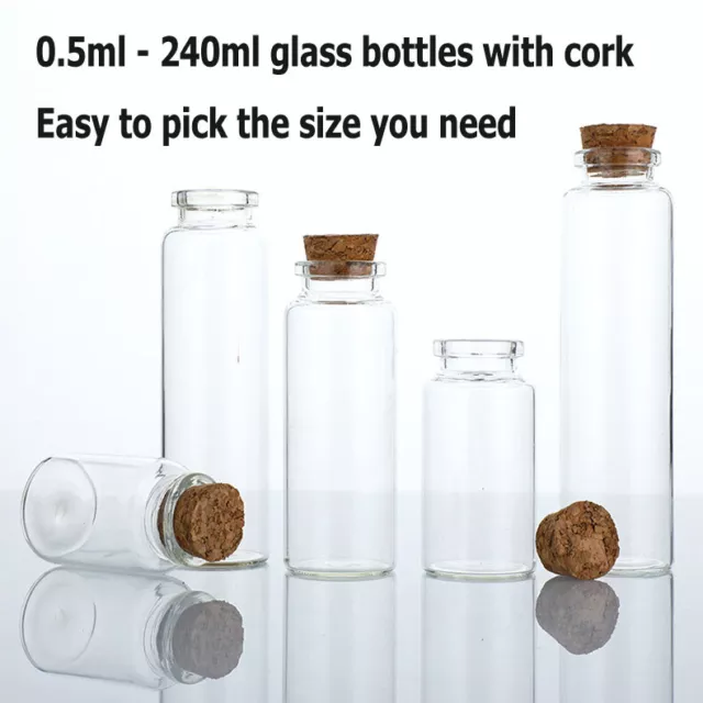 Wholesale 0.5ml - 240ml Small Clear Glass Bottles Tiny Vials Jars with Cork