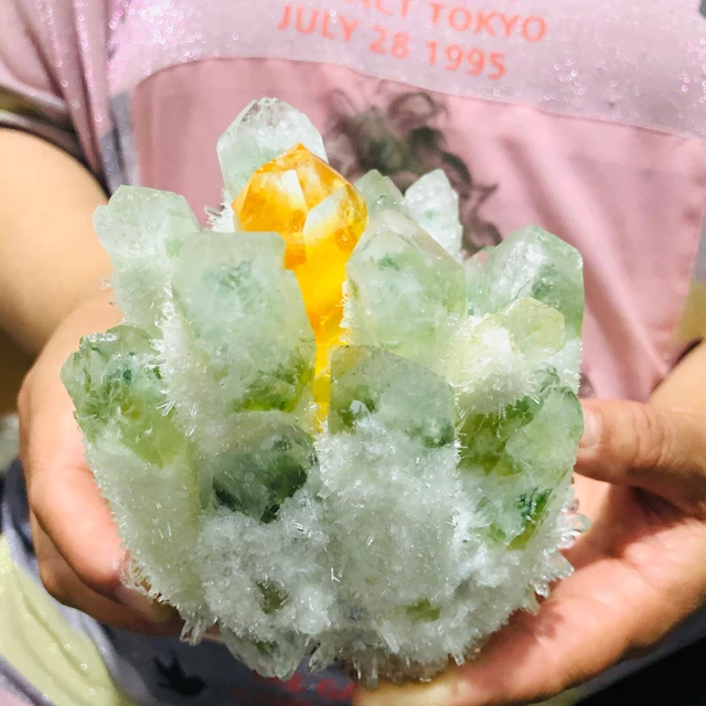 1010G New Find Green Phantom Quartz Crystal Cluster Mineral Specimen Healing