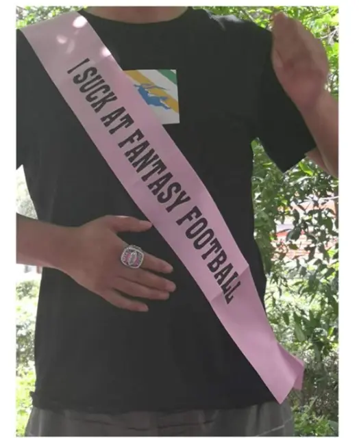 Fantasy Football Loser Pink Sash Last Place Award for Leagues I Suck at Fantasy