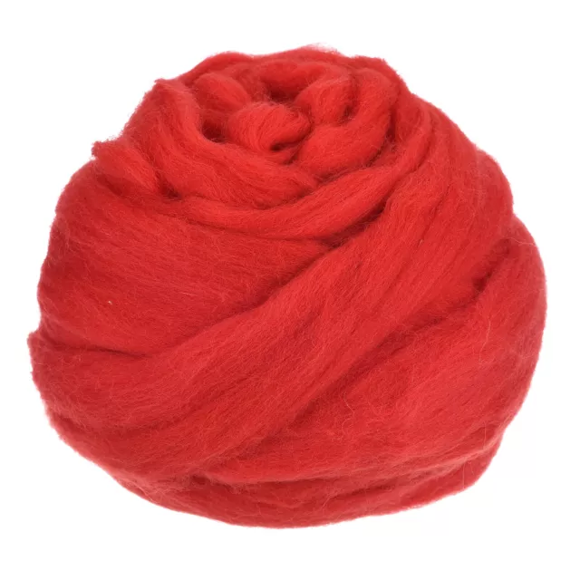 Needle Felting Wool, 3.5 Oz Nature Fibre Wool Yarn Roving (Bright Red)