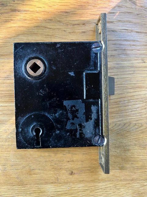 Old Heavy Grade Cast Brass Faced Mortise Door Lock, No Key, Free S/H