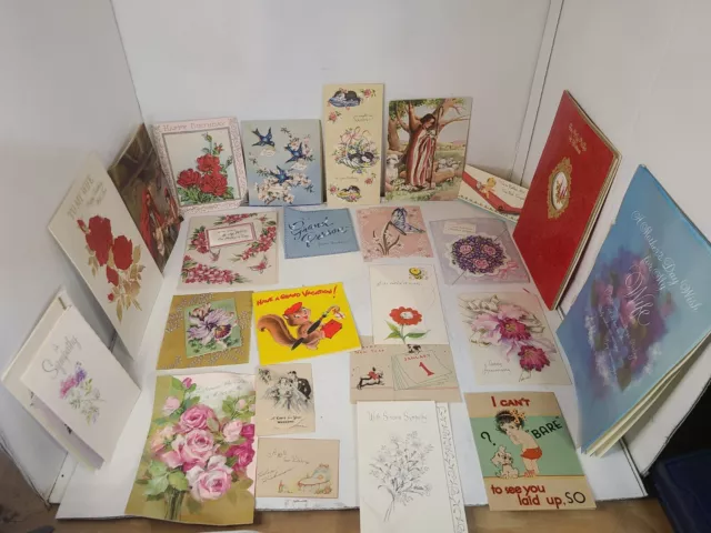 Greeting Card Lot 1940s-50's Valentine's Baby Christmas Birthday Easter + 29