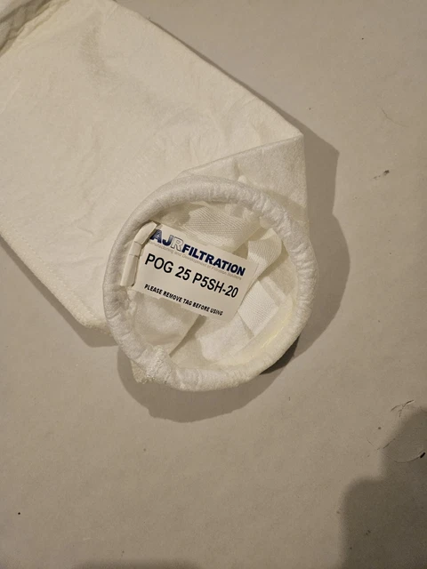 (50 pk) POG 25 P5SH-20 Filter Bag, 25 micron 4” x 24” polypropylene felt -NIB