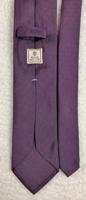 PETER MILLAR Hand Folded Purple Foulard pattern Thin Tie 60"L  3.25"W. Free Ship