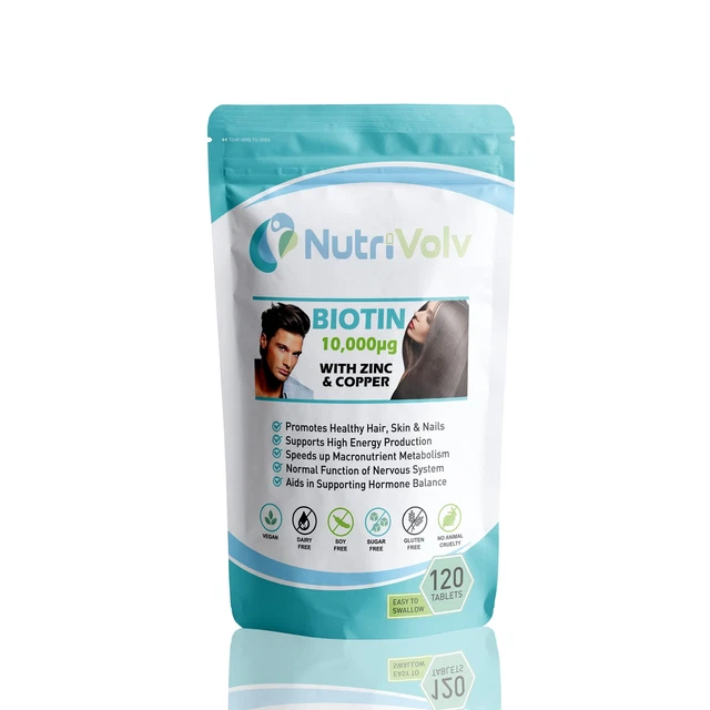 BIOTIN HAIR GROWTH 10000µg with Zinc & Copper, Maximum Strength Beauty