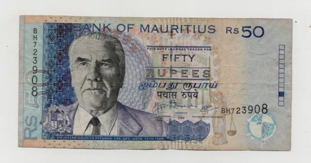 Mauritius 50 Rupees 2009 Pick 50E Look Scans