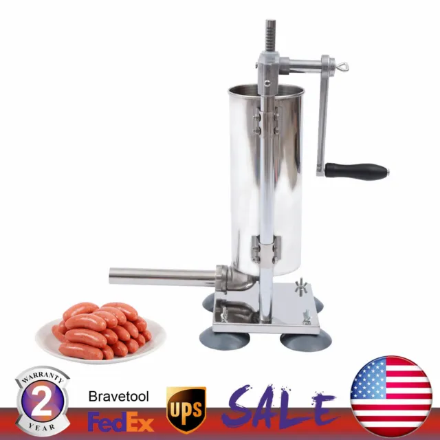 3L Manual Sausage Stuffer Machine Stainless Steel Sausage Filler Tool Home Use