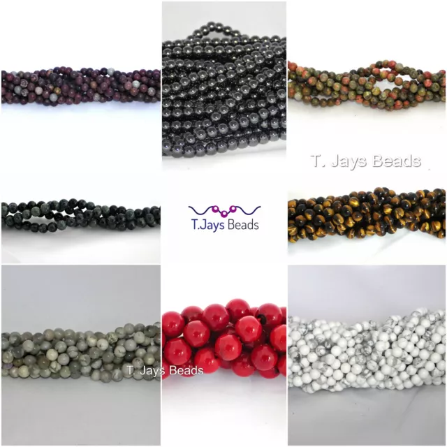 4mm Semi Precious Gemstone Rounds Beads Jewellery Making (approx. 89 - 97 beads)