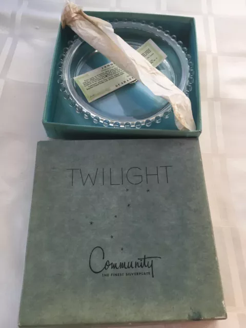 Vintage Imperial Butter/Cheese Dish w/ Twilight Community SP Knife MIB