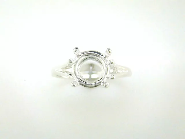 Round Split Shank Ring Setting Sterling Silver