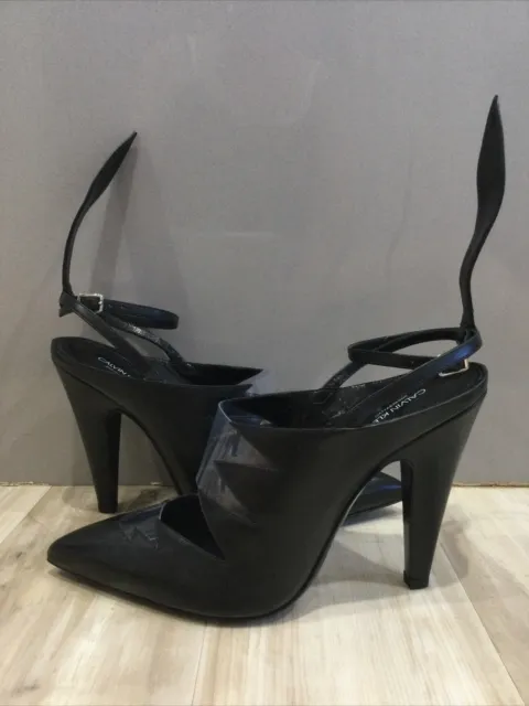 Calvin Klein 205w39nyc Clear Vinyl Black pointy Runway Shoes/Heels 40 Size 9