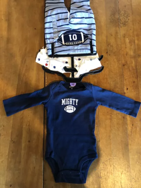 NEW Carters 3 Piece Set Infant Baby Boys Size 3 months Sports Football Baseball 3