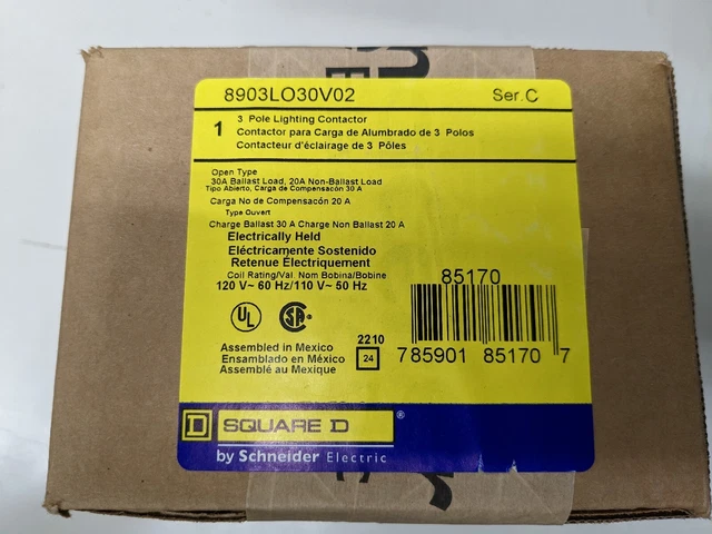 SQUARE D 8903LO30V02 SER. C 110/120V NSFS Lighting Contactor 3 Pole