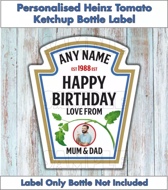 Personalised Heinz Tomato Ketchup Label Wedding Birthday Party Occasion Low Salt
