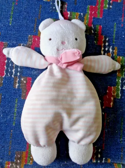 Ob / Doudou Peluche Jemini Luminou Ours Blanc Rose Raye Echarpe  Exc Etat