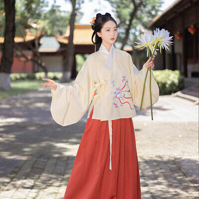 Embroidery Hanfu Dress Girl Ancient Chinese Tops Skirt Cosplay Dance Costume