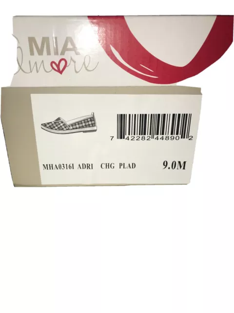 mia amore shoes new still in box. memory foam insole plaid in color