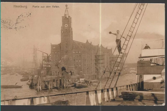 Very Nice Scarce Old Postcard -  Partie-Aus Dem Hafen - Hamburg - Germany 1908