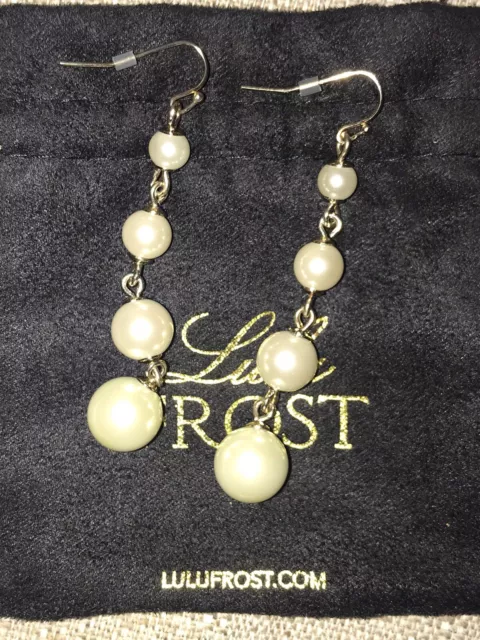 J. Crew LULU FROST Pearl Drop Gold Tone Earrings New