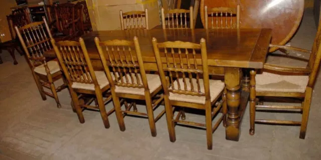 Refectory Table and Set Spindleback Chairs English Farmhouse Abbey