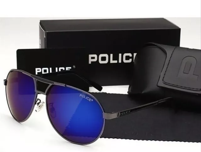 Occhiali da sole Uomo polarizzati marca Police serie S8480G Neri Con Lenti BLU
