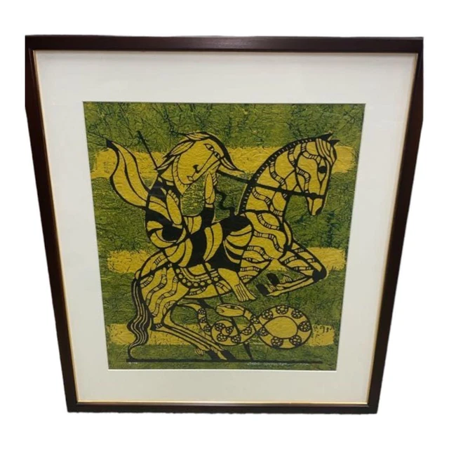 Sadao Watanabe Woodblock Original Print "Archangel Michael" Signed Print Japanes