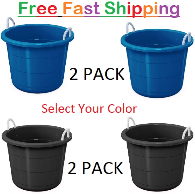 MAINSTAYS FLEXIBLE 17 Gallon Plastic Tub with Rope Handles,2 Pack