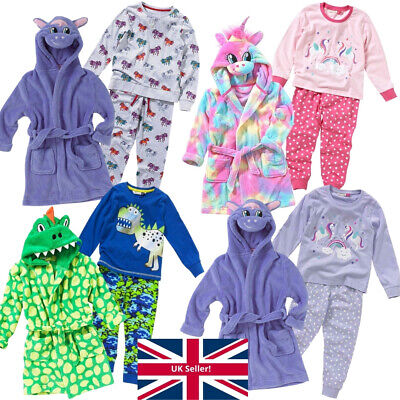 Girls Boys Kids Christmas Eve Gown & Pyjama Set Gift Present Unicorn Dinosaur