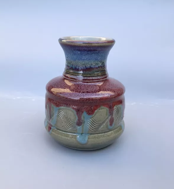 Studio Pottery Jun Ware Style Drip Squat Vase Signed