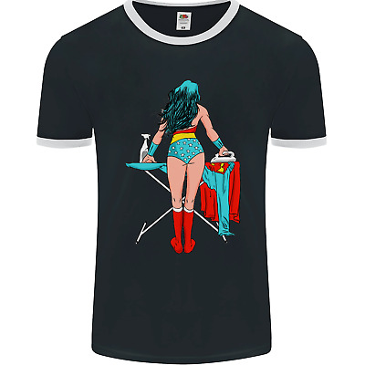 Ironing Superhero Funny Mens Ringer T-Shirt FotL