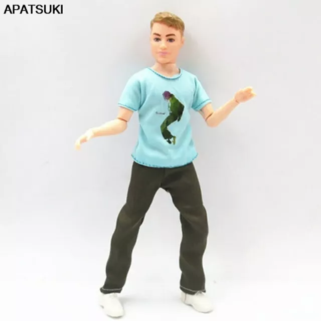 Blue T-shirts Trousers Pants 1/6 Boy Doll Clothes For Ken Doll Outfits Kids Toy