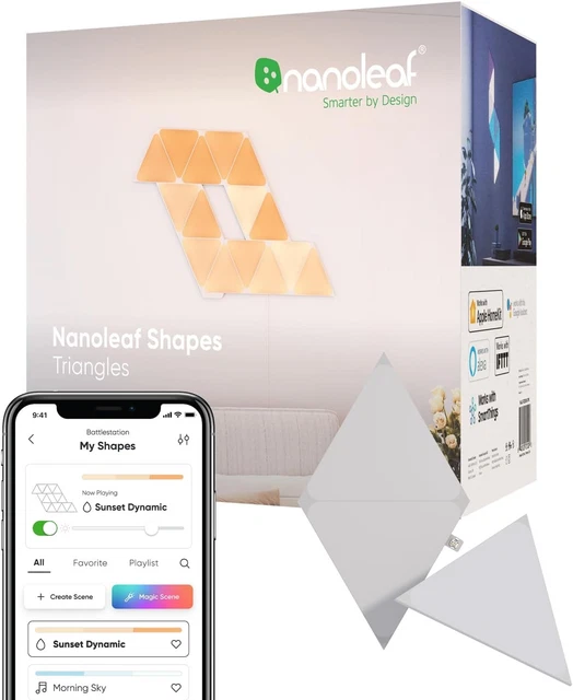 NANOLEAF SHAPES TRIANGLE Expansion Pack, 3 Additional Smart Light ...