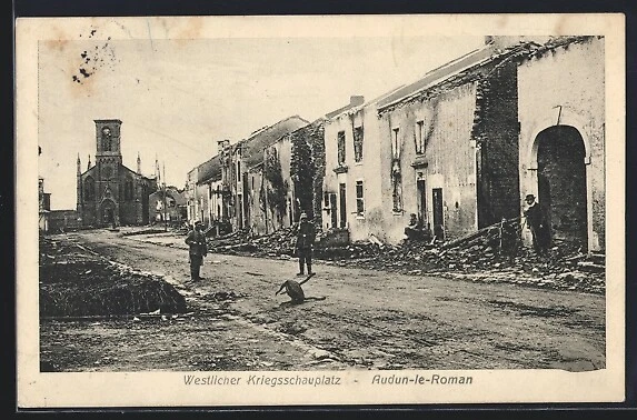 CPA AUDUN LE ROMAN 54 - Attelage Rue Principale Ruines - Carte Postale Meurthe Et Moselle