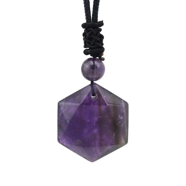 Natural Healing Crystal Stone Star of David Hexagram Amulet Gem Pendant Necklace