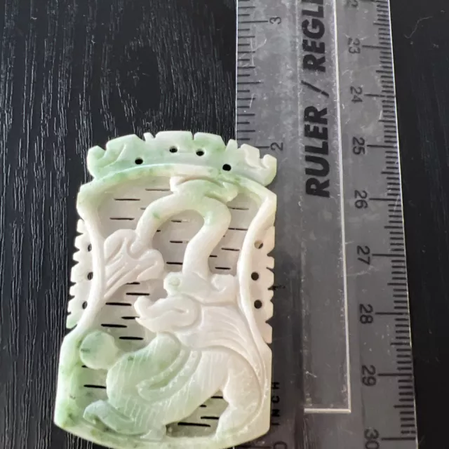 Genuine Natural Green White Jade Carved Dragon Plague 2 Inches Tall