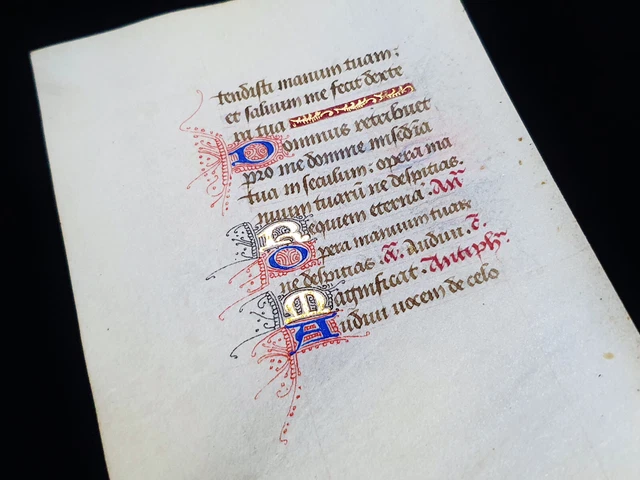 1430 Spectacular Medieval Latin Manuscript on Vellum, Illuminated Book of Hours 1430 Spectacular Medieval Latin Manuscript on Vellum, Illuminated Book of Hours