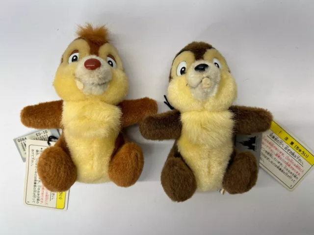 Vintage Chip & Dale Tokyo Disneyland 4 Inch Plush Pins Rare Stuffed Animal