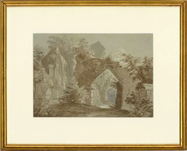 Aquarell Aus Dem 19. Jahrhundert – Ruinen Der Bayham Abbey