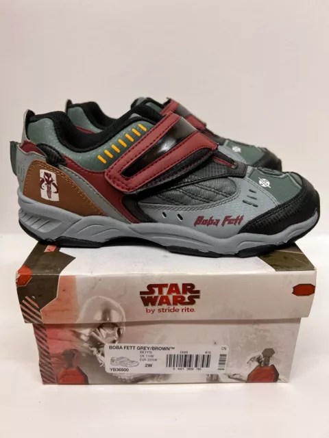 Star Wars Stride Rite Light Up Boba Fett Shoes Kids 2 Sample 2010 Fan Club