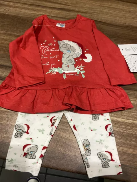 BABY GIRLS TATTY TEDDY CHRISTMAS OUTFIT TOP & LEGGINGS AGE up to 3 months  BNWT