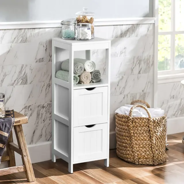 NNECW Freestanding Bathroom Floor Cabinet with 2 Removable Drawers