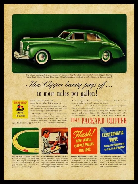 1942 Packard Automobiles NEW Metal Sign: Clipper Touring Sedan in Green